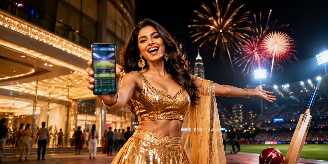 Bollywood themed slot machine imagery blending India's cricket passion